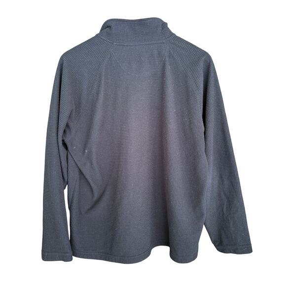 LL Bean Mens Waffle Knit Fleece L Black Pullover Jacket Quarter Zip L.L. Bean - Picture 2 of 5